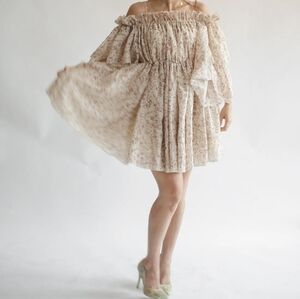 The Carolle Dress: Elegant Floral Off-Shoulder A-Line Skirt